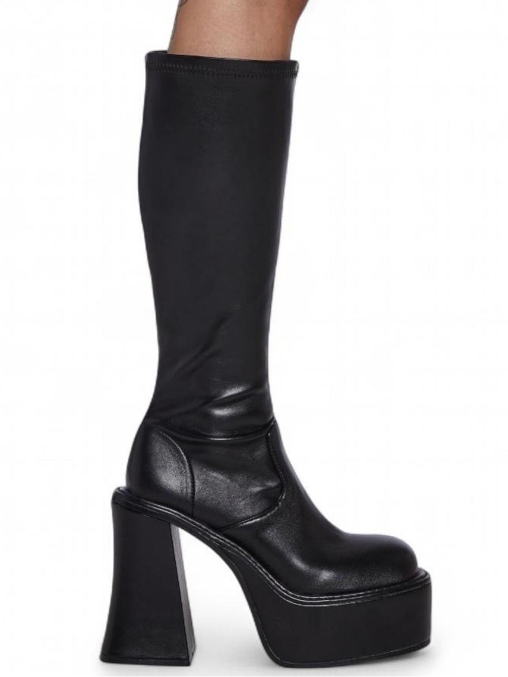 NEW Sugar Thrillz “Short And Sweet” Knee High Platform Boots in Black